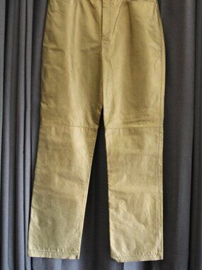 Linda Allard Ellen Tracy 100% Leather Pants Women’s Size 14 Tan Straight Leg Lux